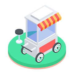 Wall Mural - Handy isometric icon of a food stall 