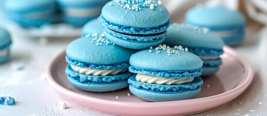 Poster - Delicious Blue Macaro Cookie: A Tempting Dessert for Food Lovers