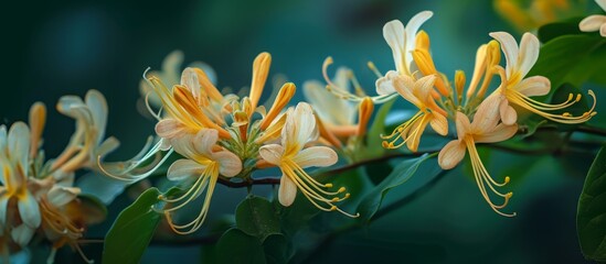 Wall Mural - captivating tartarian honeysuckle: an enchanting image of lonicer tataric blossoms
