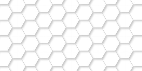 Seamless pattern with hexagonal white and gray technology line paper background. Hexagonal vector grid tile and mosaic structure mess cell. white and gray hexagon honeycomb geometric copy space.