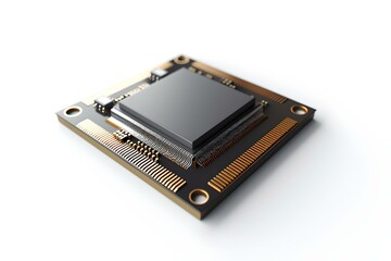 Aufkleber - Close-up of a modern microprocessor on a white background. detailing technology and innovation. ideal for tech concepts. AI