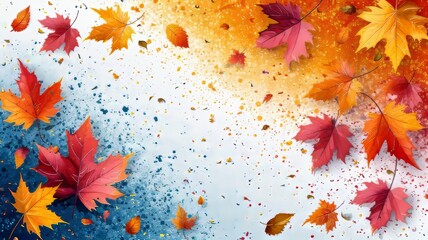 Wall Mural - Background with autumn leaves
