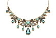 Sophisticated gemstone necklace with teardrop and floral elements, cut out