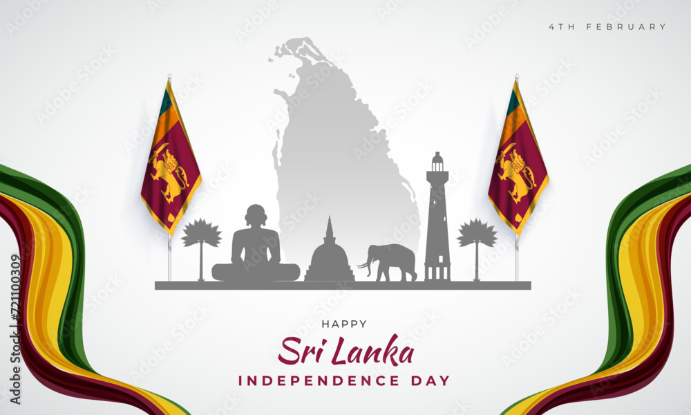 Sri Lanka Independence Day Banner and Greeting Card. Happy Independence ...
