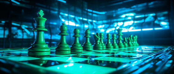 Neon Glow Chess Strategy