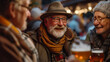 © olegganko - A group of German farmers drinking beer in a bar in the evening