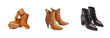 © sizsus - transparent png background cutouts of women ladies short boots collection Set of different styles and black and brown colors