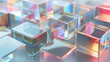 正方形のガラスの3Dモデル。背景画像_カラフル色とりどり
3D model of glass squares. Chromatic sculpture. Colorful based wallpaper background [Generative AI]