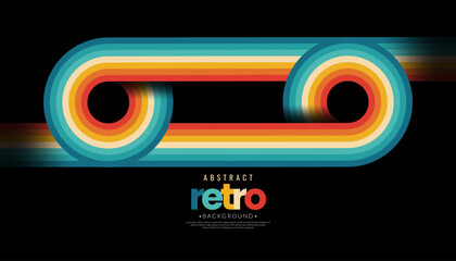 Poster - Abstract minimalist retro background with colorful lines. Retro sunset art bundle. Retro rainbow Vectors. Vintage 70s-style concept.