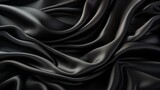 Fototapeta Przestrzenne - black silk satin fabric abstract background