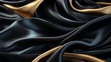 Black Silk Satin Fabric Abstract Background