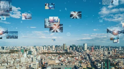Leinwandbilder - 現代社会と科学技術イメージ