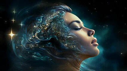 Wall Mural - A beautiful woman sleeping meditating. Sleeping, dreaming or meditation concept composition.