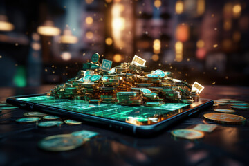 Poster - a vibrant digital ecosystem unfolds, portraying banking as an integral part of contemporary lifestyl