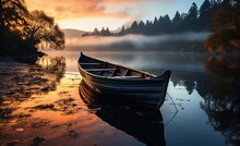 Boat On The Lake. Created With Ai