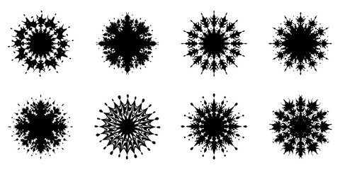 Poster - set of ink blots. round design elements collection