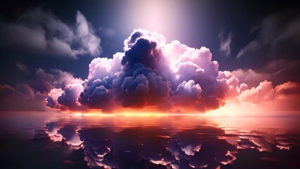 Pink clouds in the sky abstract background. Data and technology concept. Generative ai.