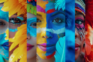 Aufkleber - An artistic video montage of various cultural festivals around the world. Concept of global diversity and celebration. Generative Ai.