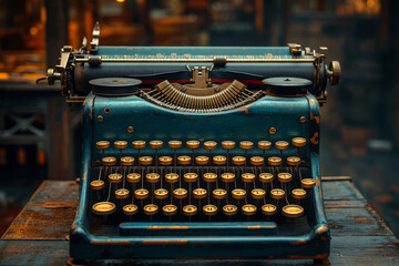 Poster - A vintage typewriter, its keys holding stories from the past, symbolizing classic writing tools. Concept of writing history and retro devices. Generative Ai