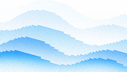 Poster - Abstract background of bright blue wavy halftone pattern on white. Design for poster, banner, flyer, business card, brochure, website or template. Copy space.