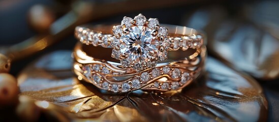 Sticker - Captivating Engagement Ring Unveils Magical Wedding Band - A Dazzling Fusion of Romance and Elegance