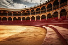 Empty Round Bullfight Arena In Spain. Spanish Bullring For Traditional Performance Of Bullfight, Generative AI
