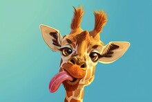 Stick Out Tongue Giraffe Ai Generated 1
