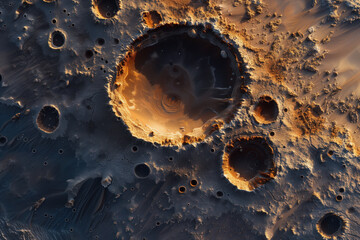 Poster - Incredible surface of a distant unknown exotic planet. Background image. Created with Generative AI technology