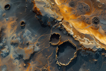 Poster - Incredible surface of a distant unknown exotic planet. Background image. Created with Generative AI technology