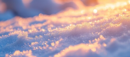 Wall Mural - Closeup of Fresh Snow in the Soft Sunset Light