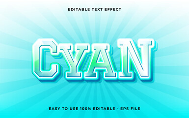 Poster - cyan 3d style editable text effect template