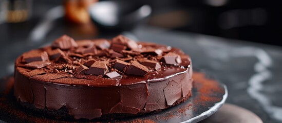 Poster - Decadent and Irresistible: Indulge in the Tempting Surface of a Cracked Dark Chocolate Cake