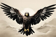 A watercolor clipart of an eagle with white background