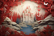 Fantasy castle paper cut background