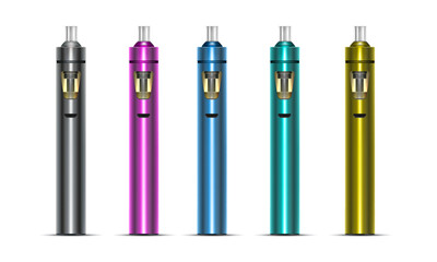 Electronic e-cigarette device of different colors vector