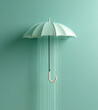 Springtime rainy season conceptual background. Rain pouring underneath the umbrella.