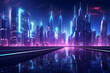 © sugastocks - Futuristic cityscape with neon lights