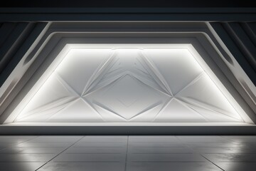 Poster - Futuristic white abstract stage with geometric style for advertisement and design.
