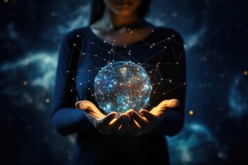 Poster - Futuristic technology Metaverse and global network connection.