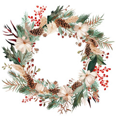 Round Christmas wreath vector watercolor style great design for any purposes illustration