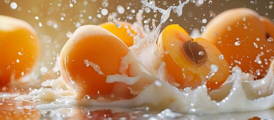 Canvas Print - Delicious Apricots create a Milky Splash