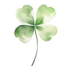 Watercolor a lucky clover leave long green stem clipart transparent background