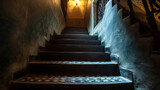 Fototapeta  - Fes Morocco January 31 2012 Dark staircase