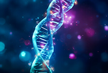 Wall Mural - illustration DNA structure molecule on a dark blue background. DNA background.