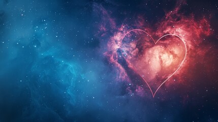 Wall Mural - A cosmic heart silhouette mixing celestial elements such as galaxies and nebulae, expressing the universal symbol of love.