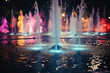 © Robin - Specially blurred image of colored fountains at night, beautiful bright photos, grainy texture
