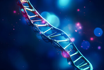 Wall Mural - illustration DNA structure molecule on a dark blue background. DNA background.