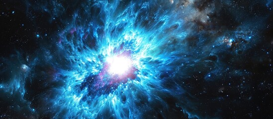 Poster - generated abstract space background featuring a blue glowing quasar gamma ray burst.