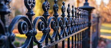 Stunningly Ornate Forged Iron Fence Closes Up, Creating A Striking Ornament On The Property