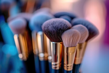 Set of soft makeup brushes.